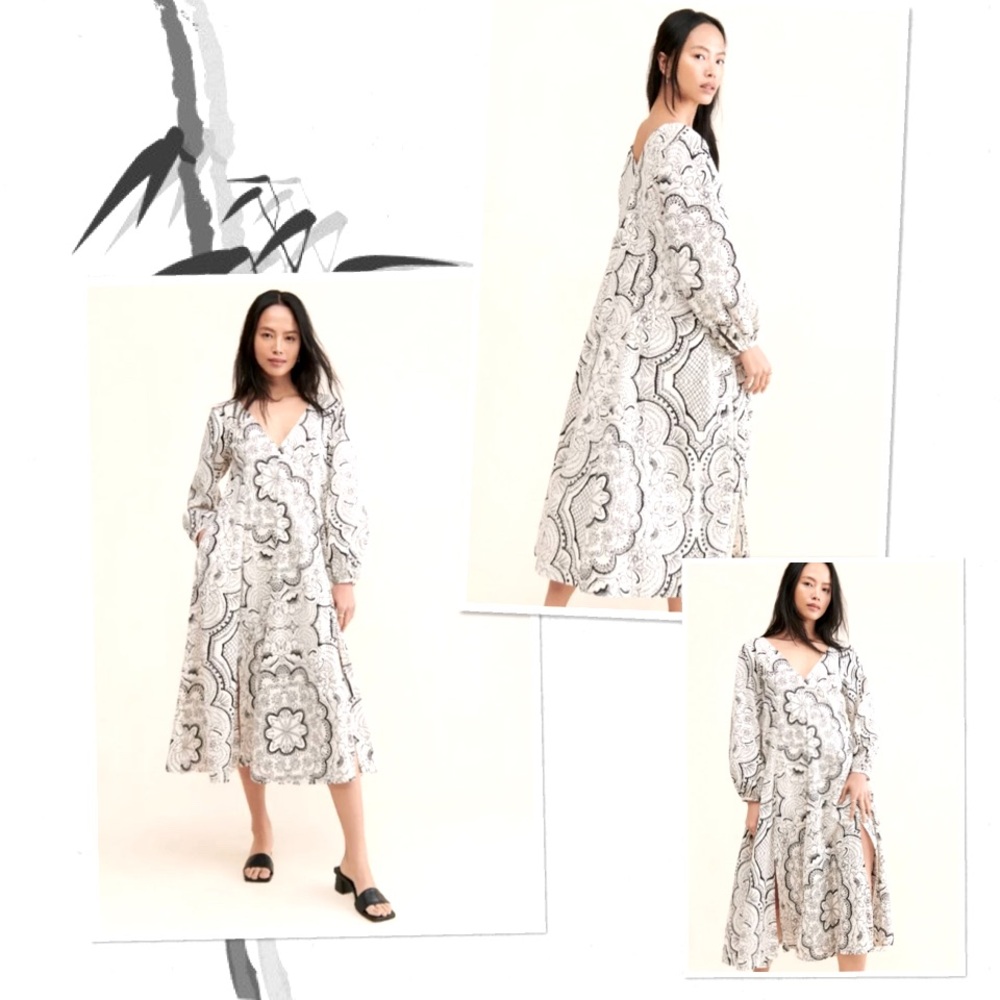 NWT Anthropologie Long-Sleeve V-Neck Dress